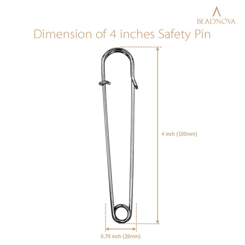 BEADNOVA 4 Inch Large Safety Pins for Clothes Big Heavy Giant Safety Pin for Fashion, Sewing, Quilting, Blankets, Upholstery, Laundry and Craft (10cm, 20pcs) - Image 2